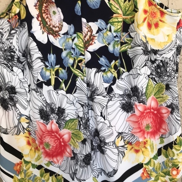 7th Avenue‎ Design Studio New York & Co Sleeveless Floral Stripe Print Top - Picture 2 of 7